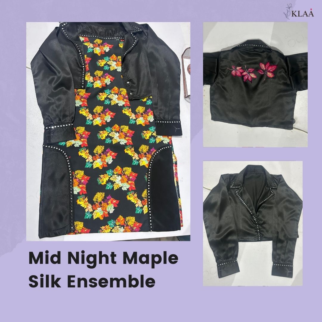 Midnight Maple - Hand-Painted Silk Ensemble